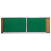 Aarco HSU412-2C 48 inch x 144 inch Stationary Cork Board With 2 Horizontal Sliding Chalk Boards
