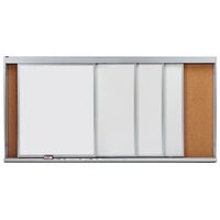 Aarco HSU48-4 48 inch x 96 inch Stationary Cork Board With 4 Horizontal Sliding Marker Boards