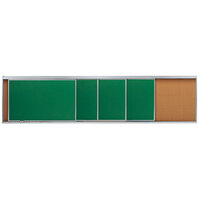 Aarco HSU416-4C 48 inch x 192 inch Stationary Cork Board With 4 Horizontal Sliding Chalk Boards