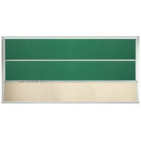 Aarco FFVSU192-2 10' x 16' Stationary Marker Board with 2 Vertical Sliding Chalk Boards and Kick Panel