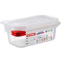 Araven 03020 1/9 Size Translucent Polypropylene Food Pan with Airtight Lid - 2 1/2" Deep