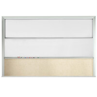 Aarco FFVSU144-2 10' x 12' Stationary Marker Board with 2 Vertical Sliding Marker Boards and Kick Panel