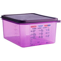Araven 61391 1/2 Size Purple Allergen-Free Polypropylene Food Pan with Airtight Lid - 6 inch Deep