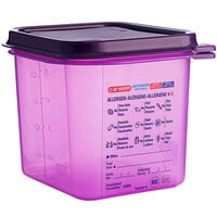 Araven 61390 1/6 Size Purple Allergen-Free Polypropylene Food Pan with Airtight Lid - 6" Deep