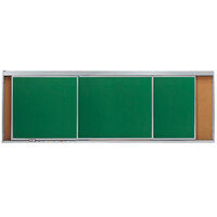 Aarco HSU412-3C 48 inch x 144 inch Stationary Cork Board With 3 Horizontal Sliding Chalk Boards