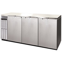 Continental Refrigerator BB90SNSSPT 90" Stainless Steel Shallow-Depth Solid Door Pass-Through Back Bar Refrigerator