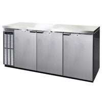 Continental Refrigerator BB79SNSS 79 inch Stainless Steel Shallow-Depth Solid Door Back Bar Refrigerator