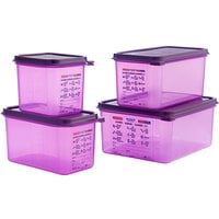 Araven 61392 1/4 Size Purple Allergen-Free Polypropylene Food Pan with Airtight Lid - 6 inch Deep