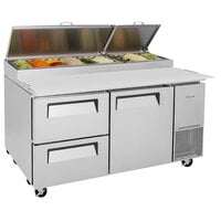 Turbo Air TPR-67SD-D2-N 67 inch Pizza Prep Table with 1 Door and 2 Drawers