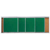 Aarco HSU412-4C C 48 inch x 144 inch Stationary Cork Board With 4 Horizontal Sliding Chalk Boards