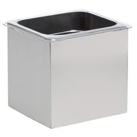 Cal-Mil 22064-6-55 Stainless Steel Ice Housing with Clear Polycarbonate Pan - 6 1/4 inch x 5 1/2 inch x 6 inch