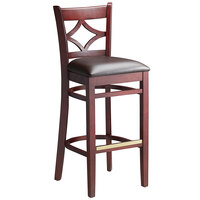 Lancaster Table & Seating Mahogany Diamond Back Bar Height Chair with 2 1/2 inch Dark Brown Padded Seat - Detached Seat