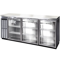 Continental Refrigerator BB90NSSGDPT 90 inch Stainless Steel Glass Door Pass-Through Back Bar Refrigerator