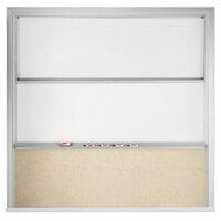 Aarco FFVSU96-2 10' x 8' Stationary Marker Board with 2 Vertical Sliding Marker Boards and Kick Panel
