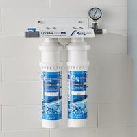 C Pure Oceanloch-L2 Dual Water Filtration System with Oceanloch-L2 Cartridges and Outlet Pressure Gauge - 1 Micron Rating and 3.34 GPM