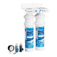 C Pure Oceanloch-L2 Dual Water Filtration System with Oceanloch-L2 Cartridges and Outlet Pressure Gauge - 1 Micron Rating and 3.34 GPM