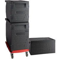 Cambro Cam GoBox® Insulated EPP Pan Carrier Kit with (1) 4 Full-Size Pan Capacity Front Loader, (1) 6 Full-Size Pan Capacity Front Loader, (1) 8" Full-Size Pan Deep Top Loader, and (1) Camdolly®
