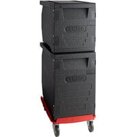 Cambro Cam GoBox® Insulated EPP Pan Carrier Kit with (2) 5 Full-Size Pan Capacity Front Loaders and Hot Red Compact Camdolly®