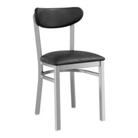 Lancaster Table & Seating Boomerang Series Clear Coat Finish Chair with Black Vinyl Seat and Back