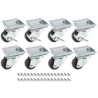 Avantco 178A2PCKIT8 2 1/2 inch ADA Height Swivel Plate Casters with Mounting Hardware - 8/Set
