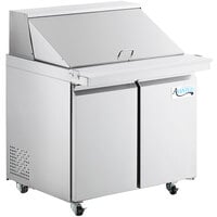 Avantco SS-PT-36M-HC 36" 2 Door Mega Top Stainless Steel ADA Height Refrigerated Sandwich Prep Table