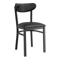 Lancaster Table & Seating Boomerang Series Black Finish Chair with Black Vinyl Seat and Back