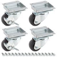 Avantco 178A2PCKIT4 2 3/4 inch ADA Height Swivel Plate Casters with Mounting Hardware - 4/Set