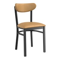 Lancaster Table & Seating Boomerang Series Black Finish Chair with Light Brown Vinyl Seat and Back