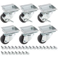 Avantco 178A2PCKIT6 2 1/2" ADA Height Swivel Plate Casters with Mounting Hardware - 6/Set