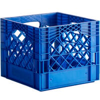 Blue 16 Qt. Customizable Square Milk Crate - 13 inch x 13 inch x 11 inch