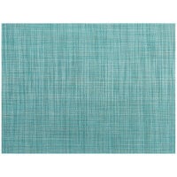 Front of the House XPM125HBV83 Metroweave 16 inch x 12 inch Teal Mesh Woven Vinyl Rectangle Placemat - 12/Pack