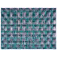 Front of the House XPM077DBV83 Metroweave 16" x 12" Indigo Basketweave Woven Vinyl Rectangle Placemat - 12/Pack