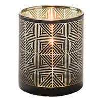 Hollowick 5120 Sussex Black and Gold Geometric Glass Votive