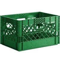 Green 24 Qt. Customizable Rectangular Milk Crate - 18 3/4" x 13" x 11"