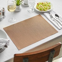 Front of the House XPM069COV83 Metroweave 16 inch x 12 inch Canyon Basketweave Woven Vinyl Rectangle Placemat - 12/Pack