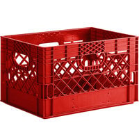 Red 24 Qt. Customizable Rectangular Milk Crate - 18 3/4" x 13" x 11"