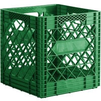 Green 16 Qt. Customizable Super Square Milk Crate - 14 3/4 inch x 14 3/4 inch x 14 7/8 inch