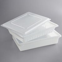 Vigor 26 inch x 18 inch x 6 inch White Polyethylene Colander and Food Storage Box Kit with Flat Lid