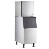 Hoshizaki KMD-410MAJ 22 inch Air Cooled Crescent Cube Ice Machine with Stainless Steel Finish Ice Storage Bin - 418 lb. Per Day, 300 lb. Storage