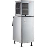 Hoshizaki KMD-410MAJ 22 inch Air Cooled Crescent Cube Ice Machine with Stainless Steel Finish Ice Storage Bin - 418 lb. Per Day, 300 lb. Storage