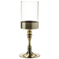 Hollowick 277AB Classic Antique Brass Candlestick Base with Clear Cylinder Shade