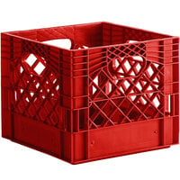 Red 16 Qt. Customizable Square Milk Crate - 13" x 13" x 11"