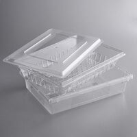 Vigor 26 inch x 18 inch x 6 inch Clear Polycarbonate Colander and Food Storage Box Kit with Flat Lid