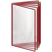 H. Risch, Inc. TE-12V Deluxe Sewn 8 1/2 inch x 14 inch Red 12 View Vinyl Menu Cover with Gold Decorative Corners and Gloss Finish