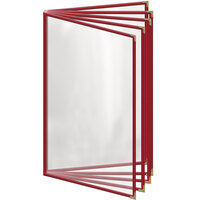 H. Risch, Inc. TE-10V Deluxe Sewn 8 1/2 inch x 14 inch Red 10 View Vinyl Menu Cover with Gold Decorative Corners and Gloss Finish