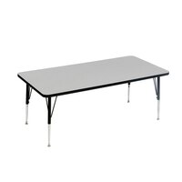 Correll EconoLine 30" x 60" Gray Melamine Top Adjustable Height Activity Table