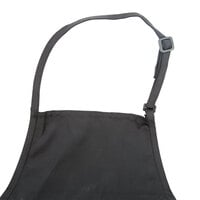 Chef Revival Black Poly-Cotton Customizable Bib Apron with 1 Pocket - 30 inch x 28 inch
