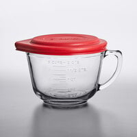 Anchor Hocking 91557AHG17 2 Qt. (8 Cups) Glass Measuring Cup / Batter Bowl with Red Lid