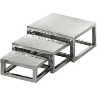 American Metalcraft HMPRS3 3-Piece Hammered Stainless Steel Square Riser Set