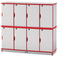 Rainbow Accents 4696JC008 48 1/2 inch x 15 inch x 45 1/2 inch Locking 8-Section Red TRUEdge Freckled-Gray Double Stack Laminate Locker